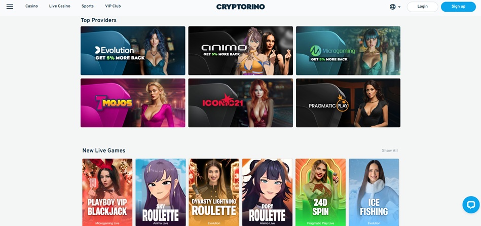 Cryptorino Casino live casino